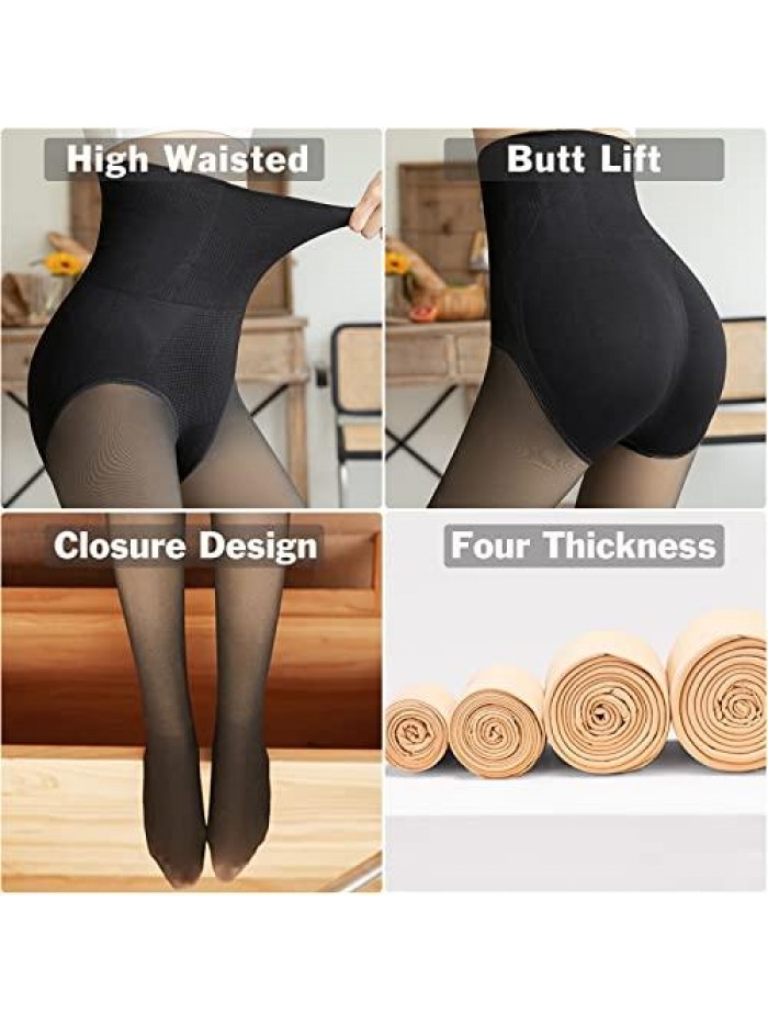 Women Leggings Thermal Pantyhose Tights, Winter Warm Elastic Pants Fleece Lined Thick 
