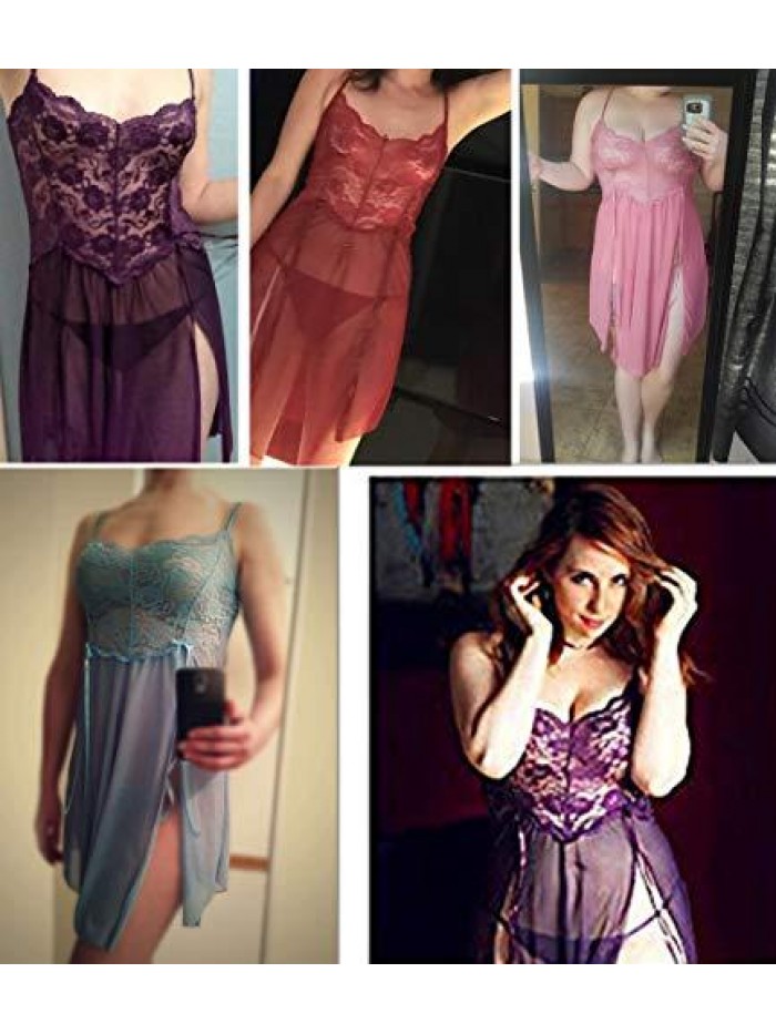 Women Lace Lingerie Babydoll Dress Strap Chemise Sleepwear Sexy Nighty S-XXL 