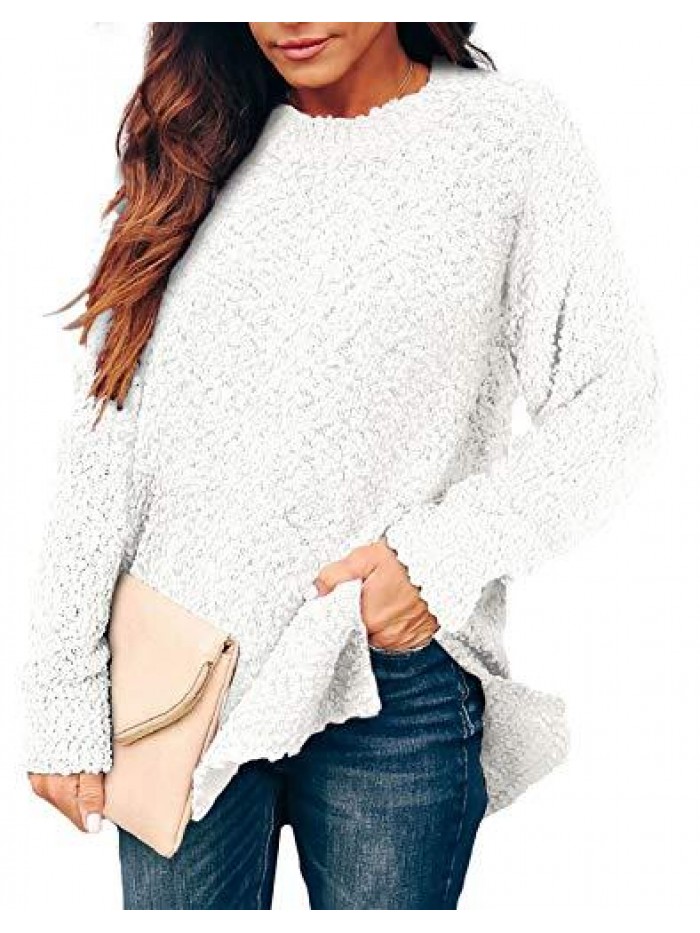 Womens Sweaters Crewneck Long Sleeve Side Slit Tunic Tops for Leggings 