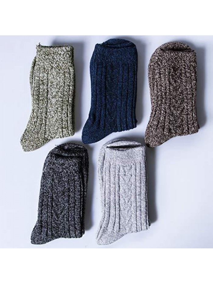 of 5 Womens Winter Socks Warm Thick Knit Wool Soft Vintage Casual Crew Socks Gifts 