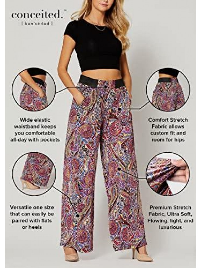 Pants with Pockets for Women - Many Colors and Prints - High Waisted Wide Legged 