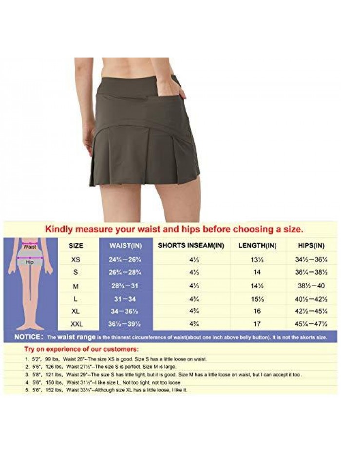 Women Golf Skirts with Pockets Tennis Skirts with Shorts Skorts Activewear Hiking Workout 