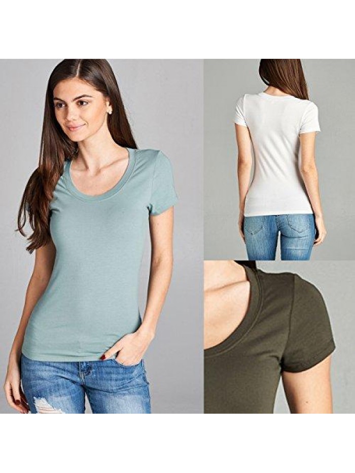 Women's Short Sleeve Tshirt Scoop Neck Tee Value Pack Junior Plus Sizes 