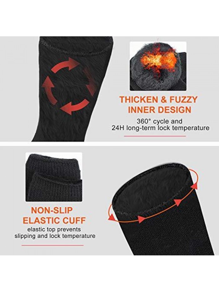 Winter Warm Thermal Socks for Men Women, Cozy Thick Fuzzy Insulated Boot Heated Socks,Cold Weather,Hiking,Skiing 