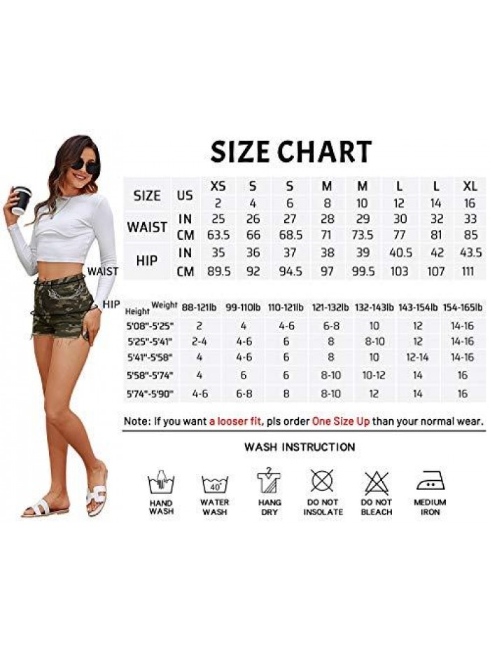 Womens Jean Shorts High Waisted Denim Shorts Ripped Frayed Casual Stretchy Shorts for Summer 