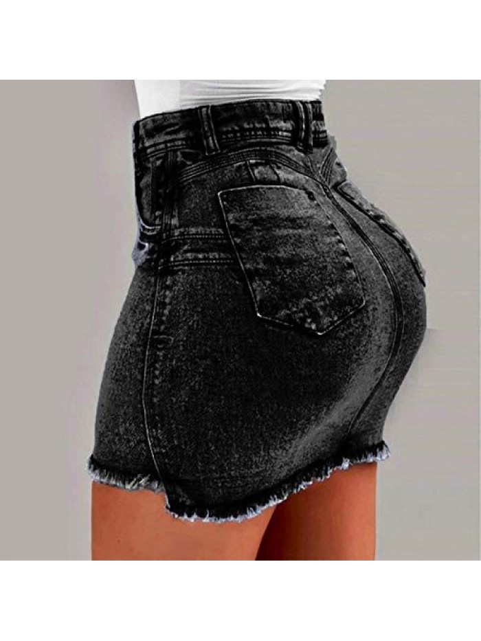 Women's Mini Jean Skirts Fashion Washed Summer Short Jeans Denim Sexy Mini Jean Skirts 