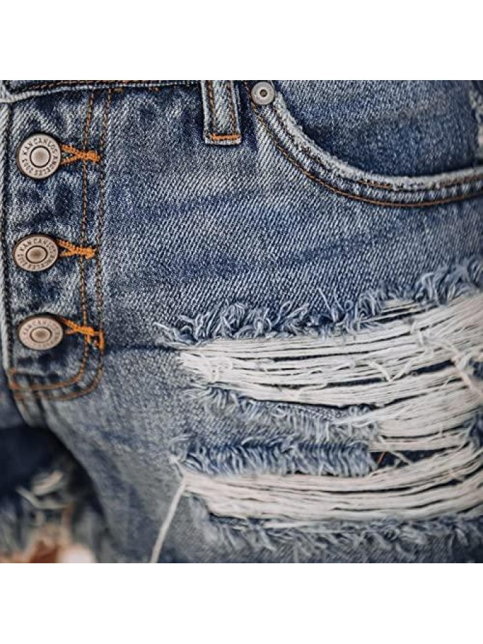 Low Rise Short Jeans Summer Soft Comfy Stretchy Button Ripped Frayed Distressed Casual Denim Shorts Hot Pants 