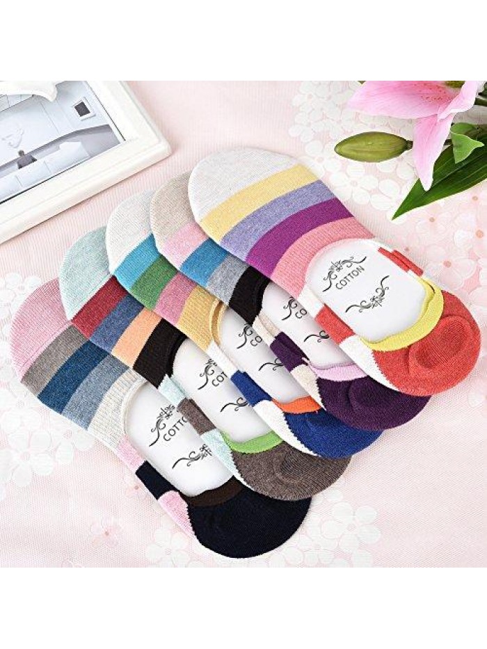 Show Socks Non Slip - Women Low Cut Cotton Invisible Sock for Slip On Shoes Loafer Athletics Sports Casual Woman Size 5-9 