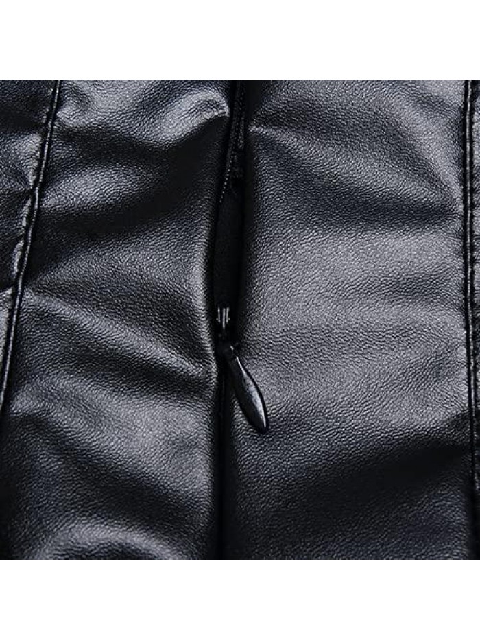 Women Ruffles Pu Leather Shorts Winter Sexy High Waist Loose Wide Shorts Black Zip Pleated Party Short Female 