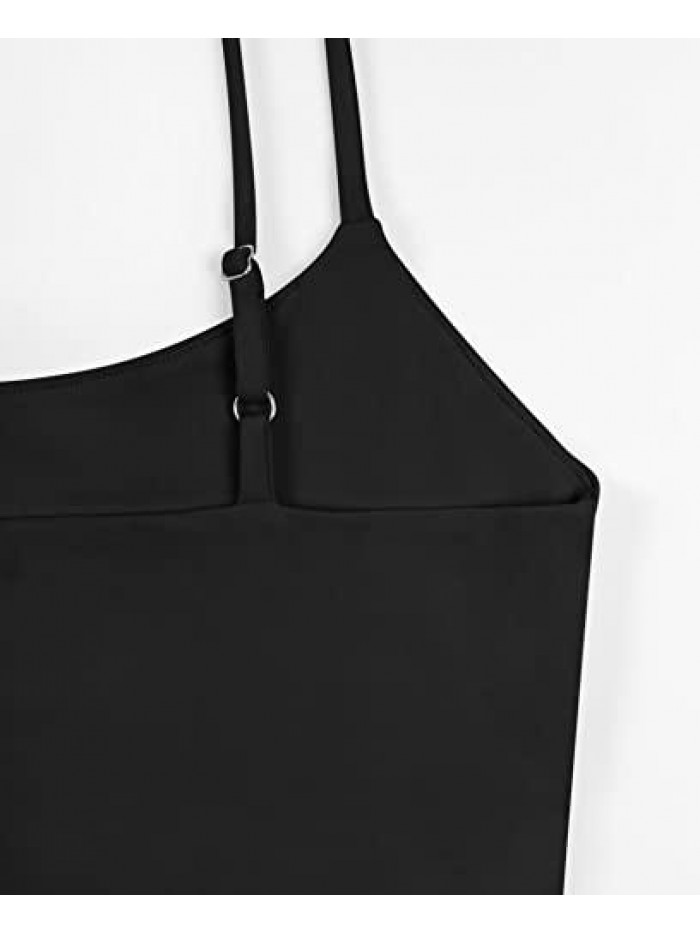 Women’s Sexy Adjustable Spaghetti Strap Double Lined Seamless Camisole Tank Yoga Crop Tops 