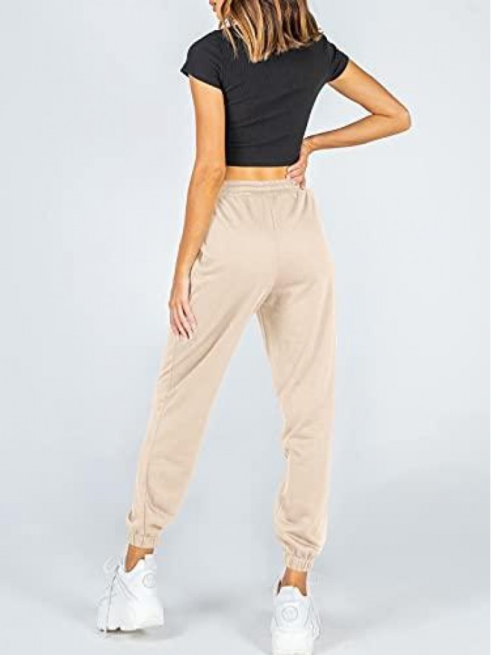 Women's Cinch Bottom Sweatpants High Waisted Athletic Joggers Lounge Pants with Pockets 