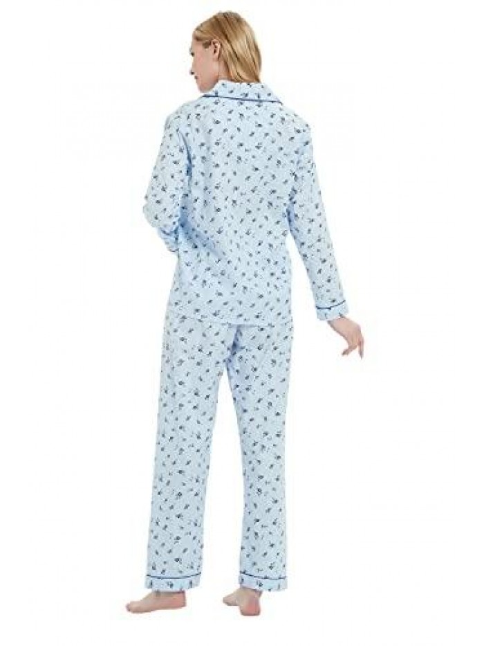 Womens Pajamas Set 100% Cotton Womens PJs Drawstring Sleepwear for Women 