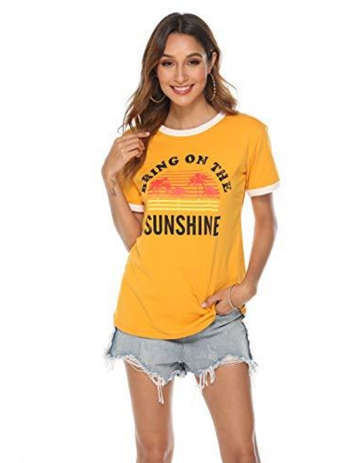 Bring On The Sunshine Graphic Long Sleeves Tees Blouses for Women Tops Sweaters for Women 