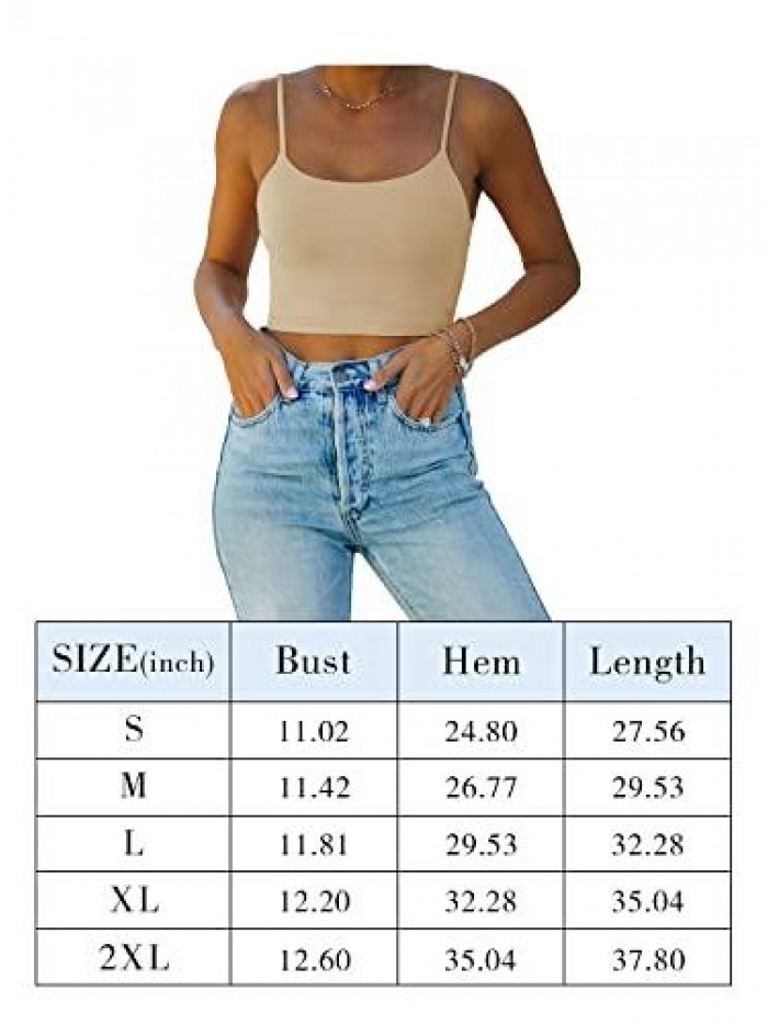 Women’s Sexy Adjustable Spaghetti Strap Double Lined Seamless Camisole Tank Yoga Crop Tops 