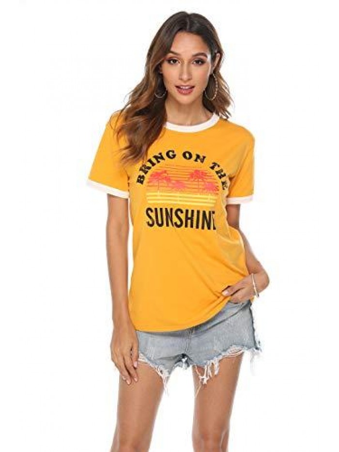 Bring On The Sunshine Graphic Long Sleeves Tees Blouses for Women Tops Sweaters for Women 