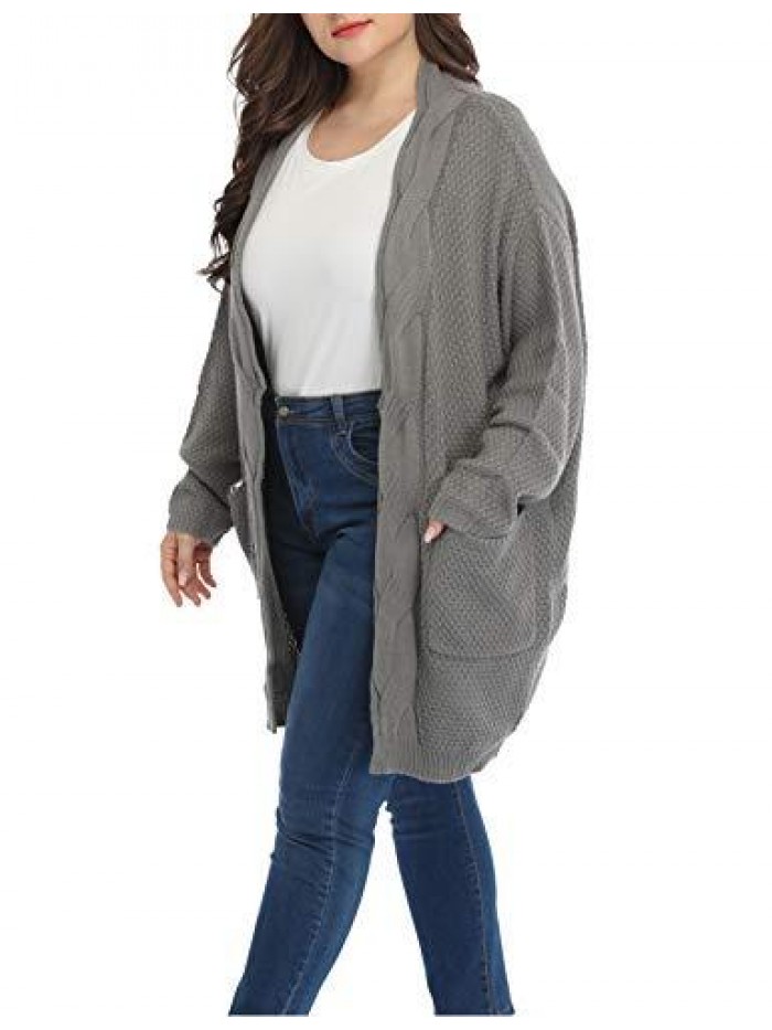 Classic Plus Size Sweaters for Women Oversized Long Cardigans 