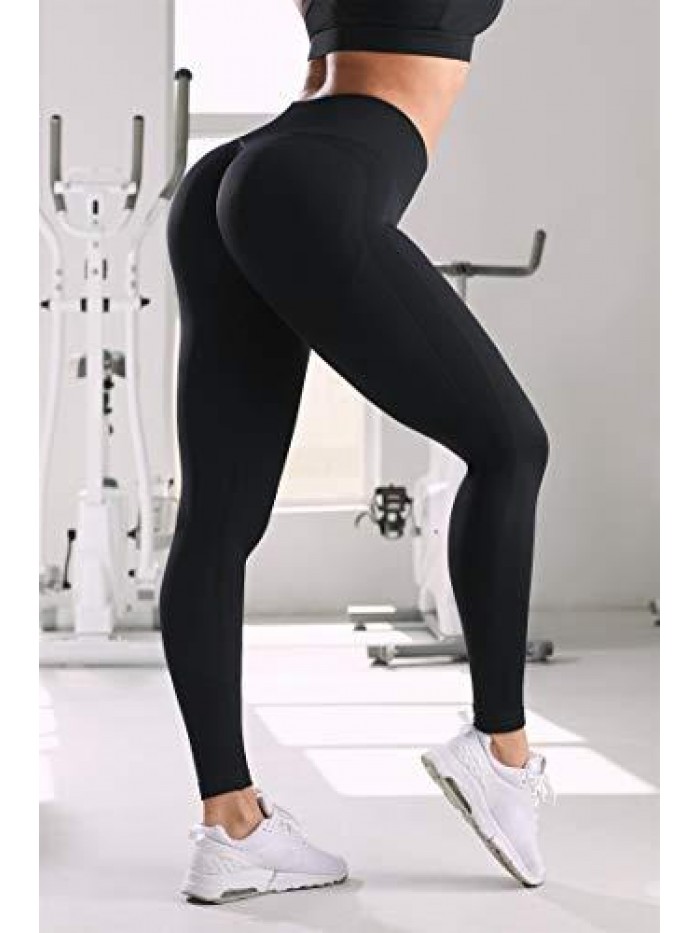Womens High Waist Tummy Control Leggings Ruched Butt Lift Yoga Pants Workout Tights 