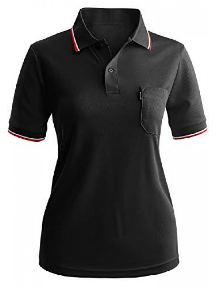Women's Quick Drying Short Sleeve Button Active Sport Polo Shirt 195_Black 