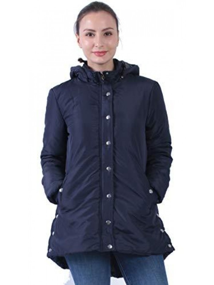 Womens Outdoor Sports Military Hooded Windproof Parka Anroaks Mid-Length Jacket Coats, S-3XXL 