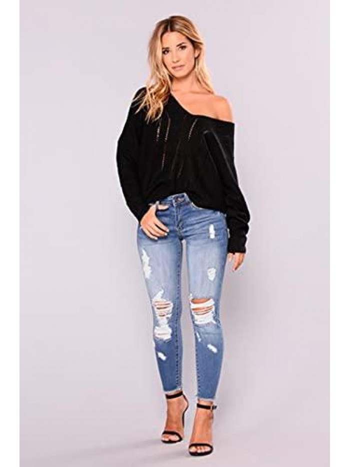 High Waist Skinny Stretch Ripped Jeans Destroyed Denim Pants 
