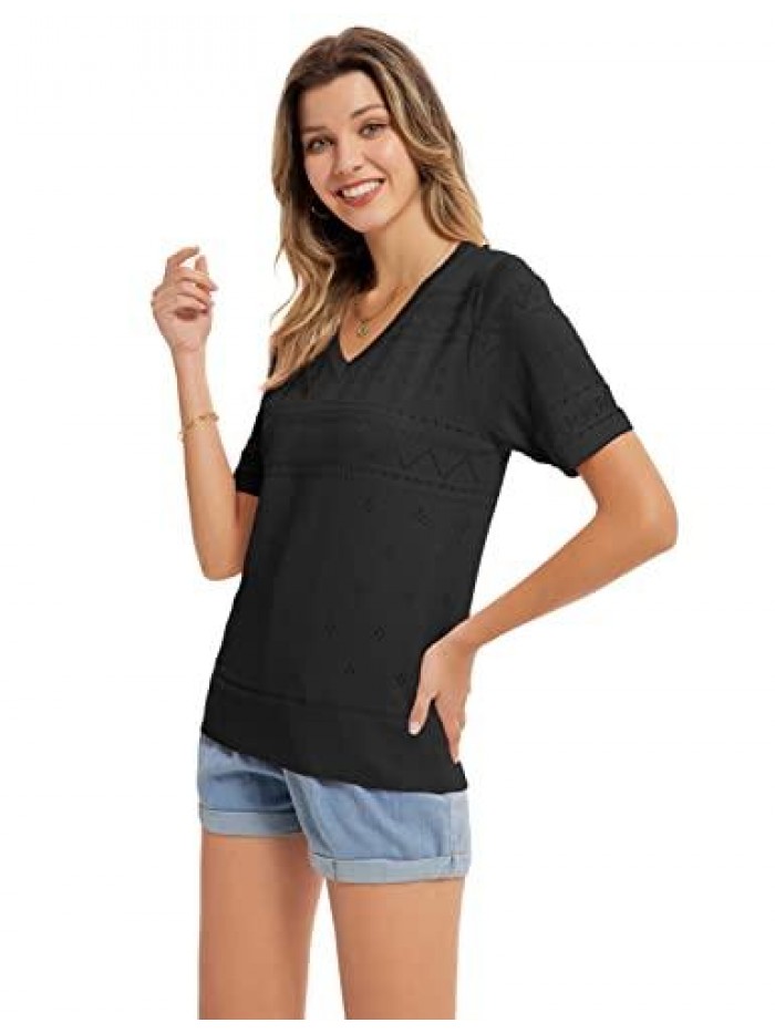 KARIN Womens Casual Short Sleeve Tops Pullover Shirt Lightweight Knit Pullover Sweater Blouse (S-2XL) 