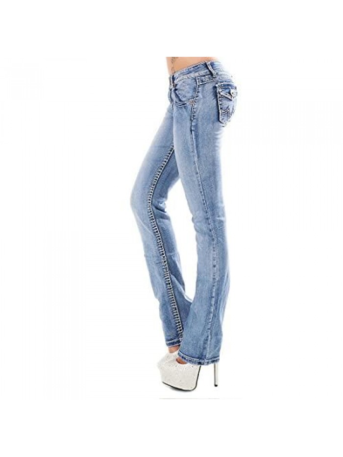 Patchwork Jeans High Waisted Straight Leg Stretch Denim Pants Girls Fashion Color Block Patch Jeans 