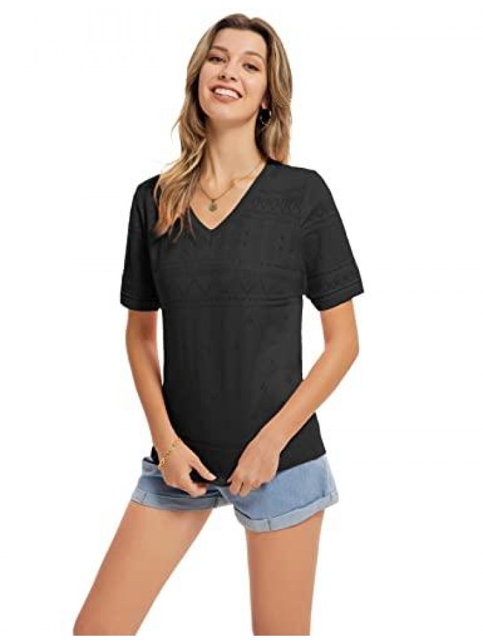 KARIN Womens Casual Short Sleeve Tops Pullover Shirt Lightweight Knit Pullover Sweater Blouse (S-2XL) 