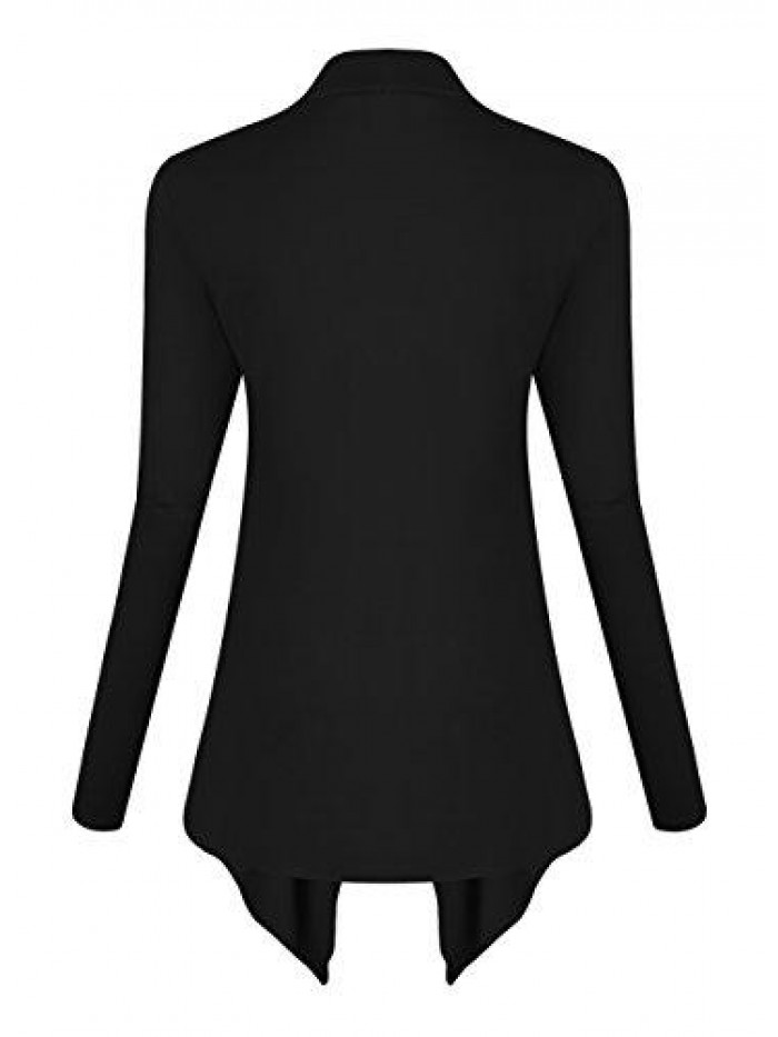 CoCo Women's Drape Front Open Cardigan Long Sleeve Irregular Hem 