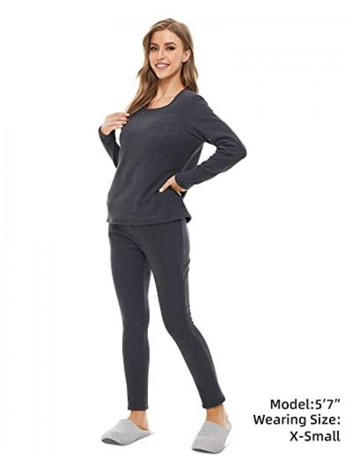 Women's Heated Shirt Thermal Underwear with 5V Battery Pack, Winter Warm Base Layer Top & Bottom Set Long Johns 