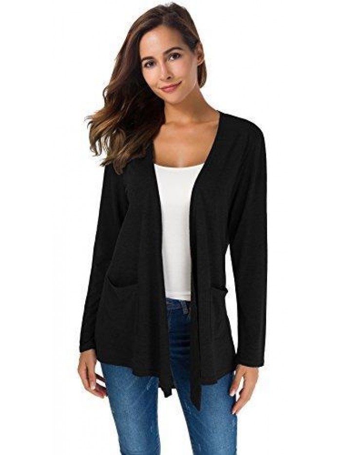 Cardigans for Women Loose Casual Long Sleeved Open Front Breathable Cardigans with Pockets 