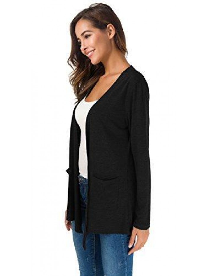 Cardigans for Women Loose Casual Long Sleeved Open Front Breathable Cardigans with Pockets 