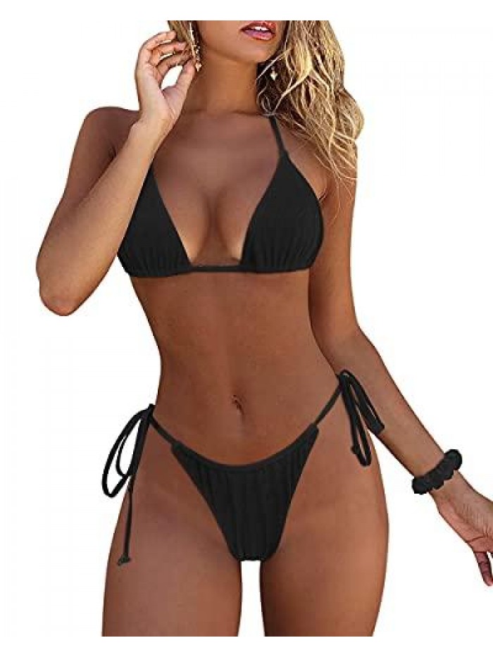 Women Sexy Brazilian Bikini 2 Piece Spaghetti Strap Top Thong Swimsuit Bathing Suit 