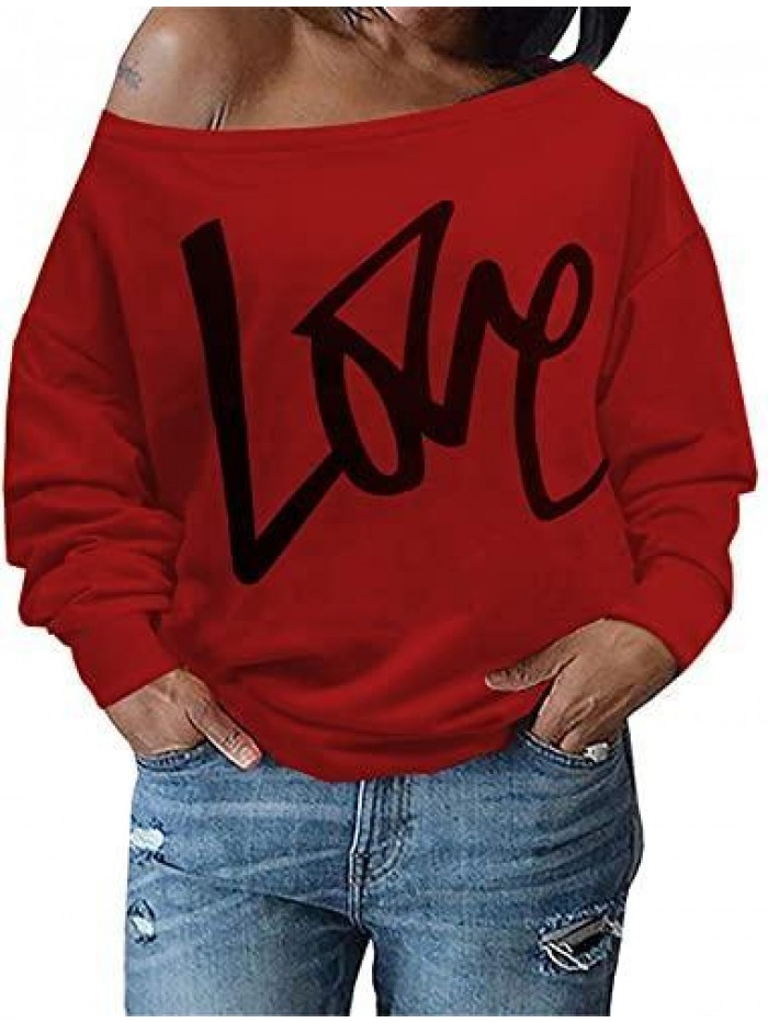 Tops Plus Size Sweatshirts Sweaters Shirts Long Sleeve Oversized Fall Off Shoulder T-shirts 