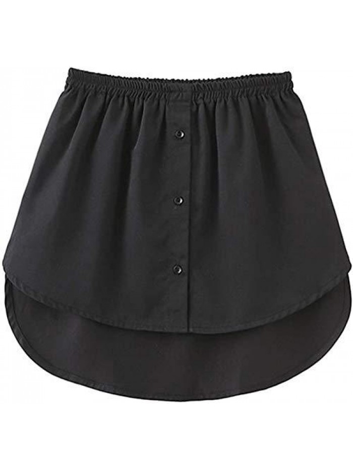 Womens Shirt Extender Adjustable Layering Fake Tops Lower Sweep Mini Skirt Half-Length Splitting Slip 