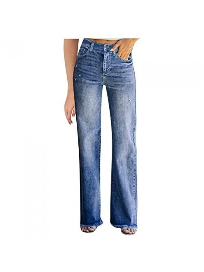 Jeans for Women, Womens High Waist Pocket Jean Skinny Jeans Bootcut Jeans Elastic Stretch Denim Pants 