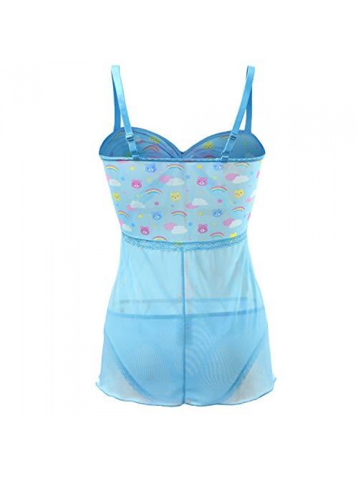 Women Nightwear Lace Babydoll Strap Chemise Halter Lingerie V Neck Sleepwear - Usagi Moon/Teddy Friends/Usagi Love Harness/Bedtime Bunny 
