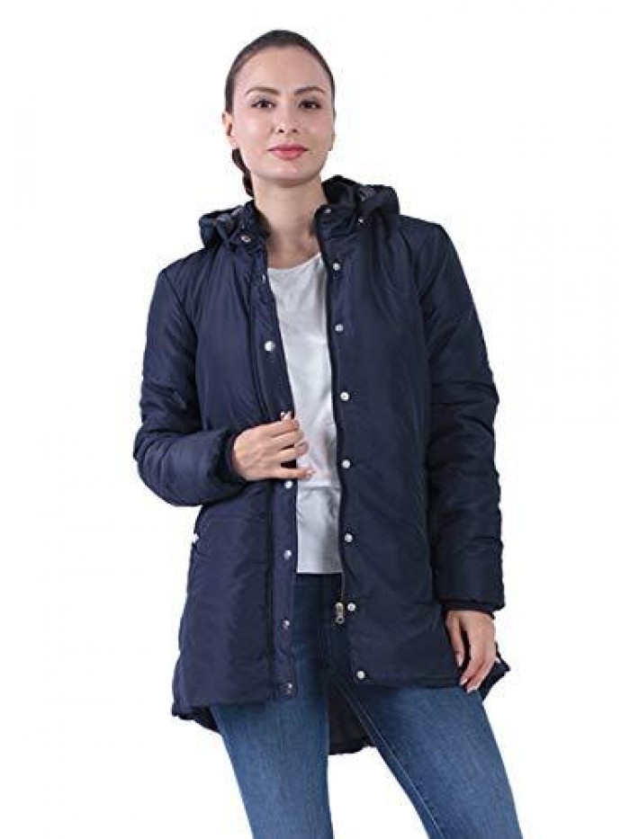 Womens Outdoor Sports Military Hooded Windproof Parka Anroaks Mid-Length Jacket Coats, S-3XXL 