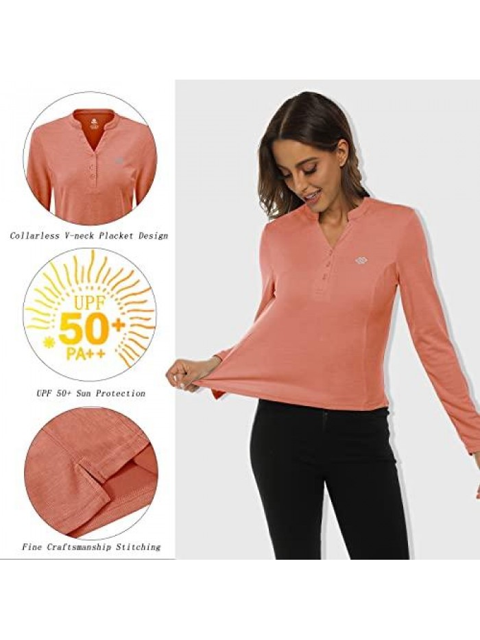 Women's UPF 50+ Sun Protection Long Sleeve Hiking Shirts Moisture Wicking Quick Dry Outdoor Athletic Golf Running Tops 