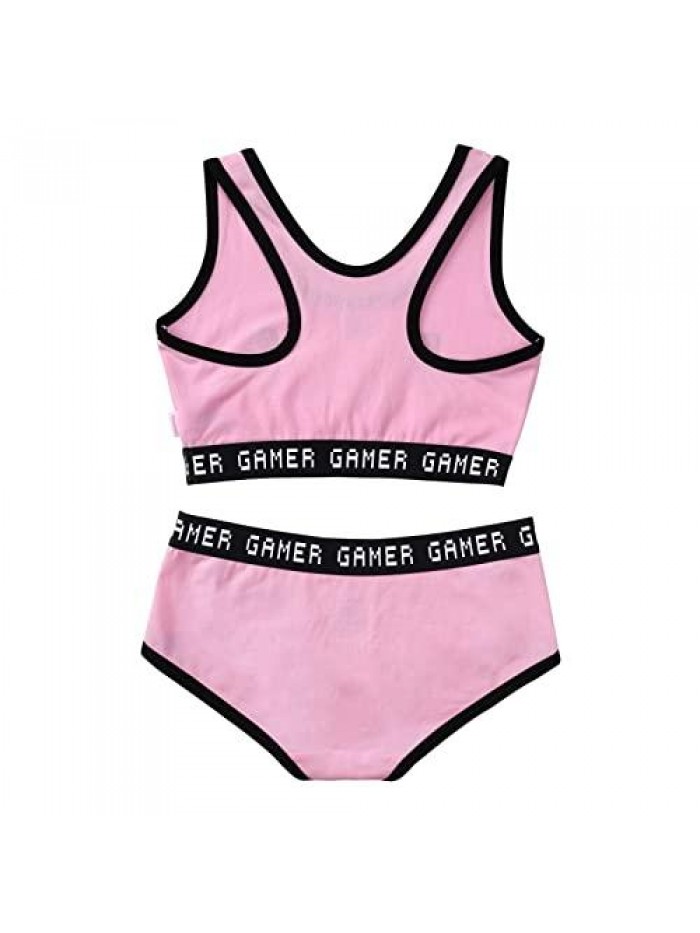 Women Cotton Camisole and Panties Sports loungewear Bralette Set Pink - Playgirl 