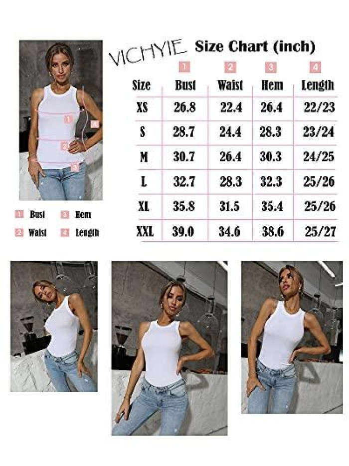 Women Tank Tops Summer Sleeveless Basic Cami Top Shirt Slim Knit Ribbed Racerback Blouses 