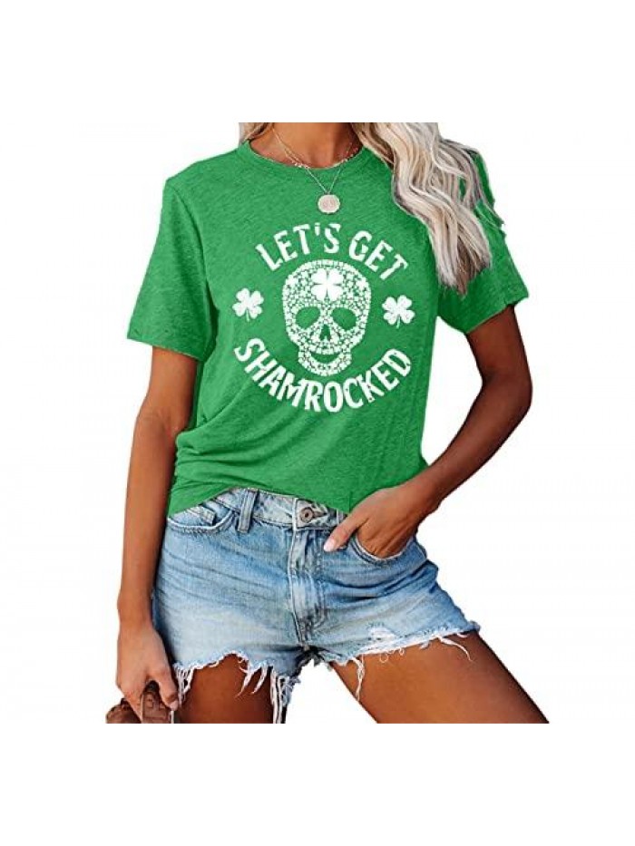 Patricks Day Shirt Women Green Shamrock T-Shirt Womens St Patricks Day Apparel Irish Graphic Tees Tops 