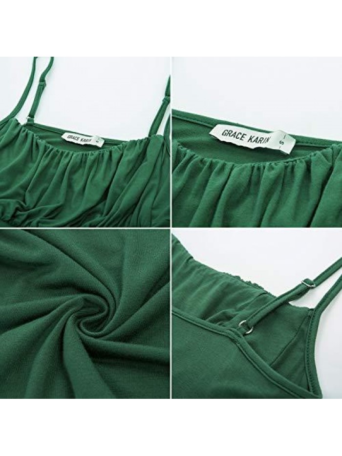 KARIN Women's Spaghetti Strap Tank Top Summer Casual Smocked Sleeveless Tops Flowy Cami Blouses Shirts 