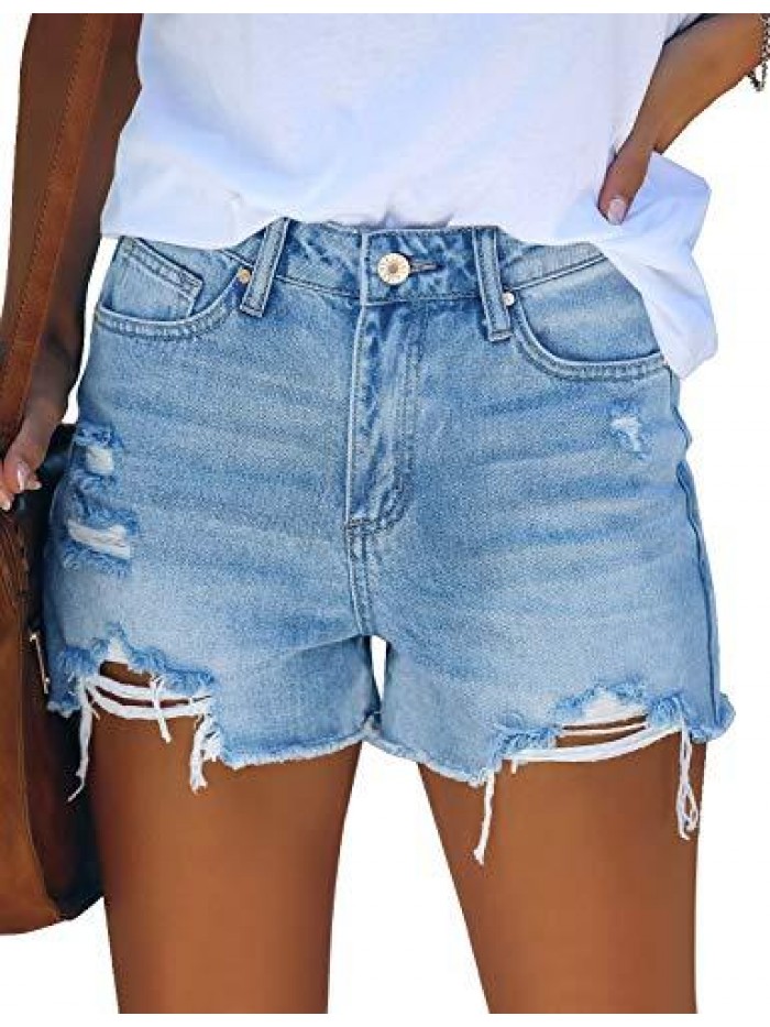 Women's Casual High Rise Denim Hot Short Distressed Jean Shorts 