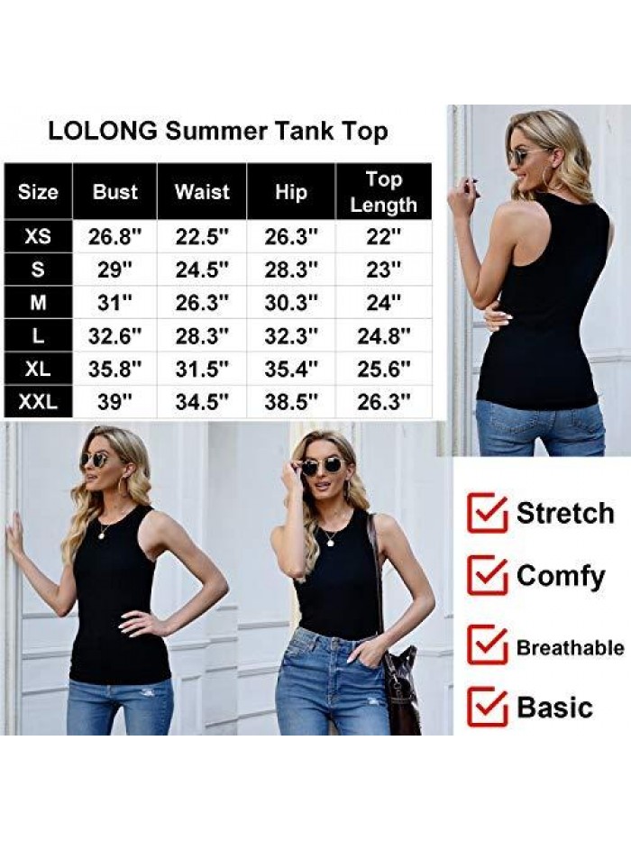 Womens Summer Tank Tops High Neck Ribbed Top Sleeveless Casual Basic Shirts Blouses 