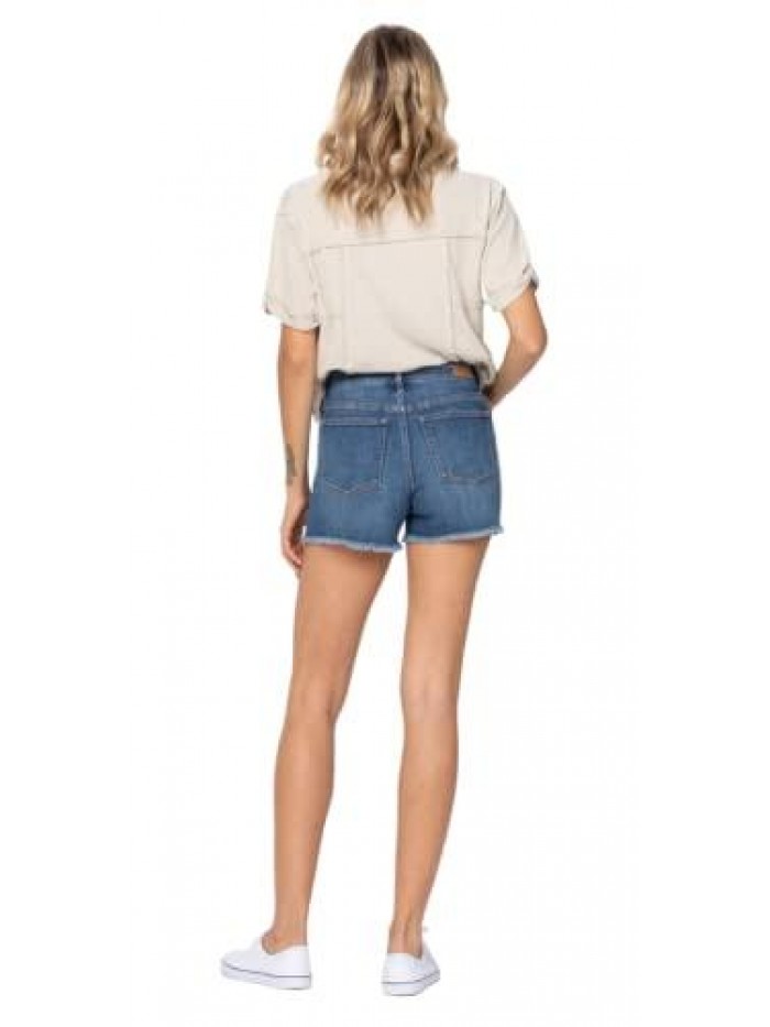 Blue Mid Rise Destroyed Cut-Off Shorts 