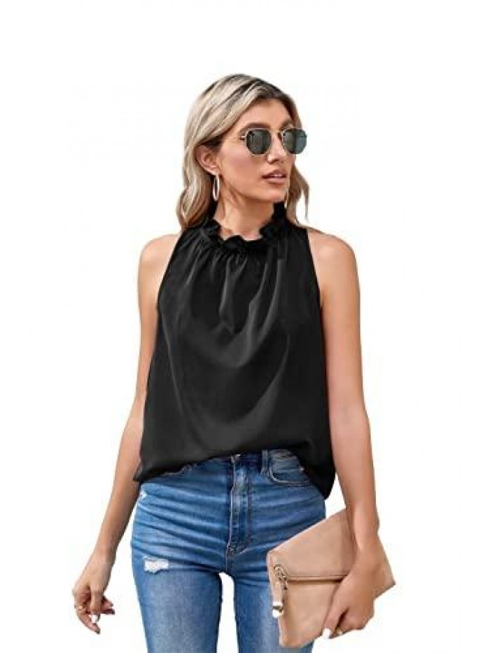 Women Summer Halter Chiffon Tank Tops Casual Sleeveless Shirts Blouses Tunics 