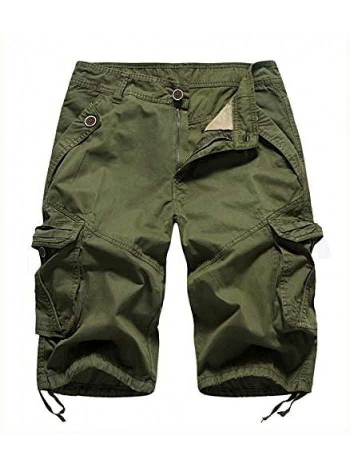 Women's Casual Fitted Multi-Pockets Camouflage Twill Bermuda Cargo Shorts 