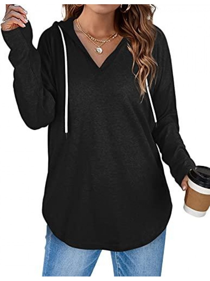 Hoodies for Women Pullover Long SLeeve V Neck Shirts Casual Tops Sweatshirts 