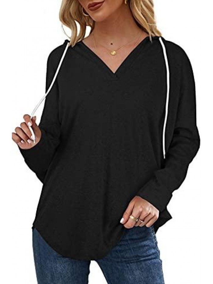 Hoodies for Women Pullover Long SLeeve V Neck Shirts Casual Tops Sweatshirts 