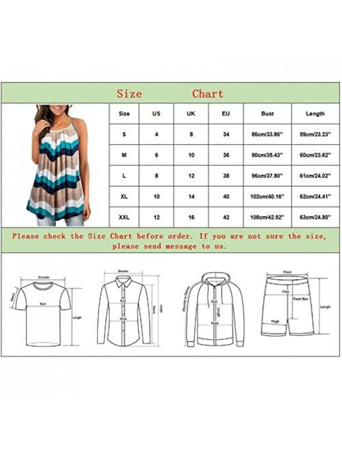 Top for Women Loose Fit, Women's Summer Halter Spaghetti Strap Flowy Tank Tops Cami Shirts Blouses Workout Tops 